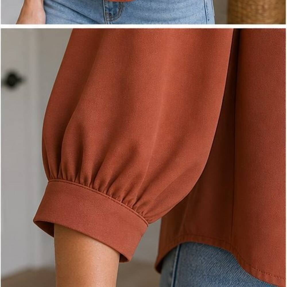 Rust Wrap Blouse - Picture 5 of 6